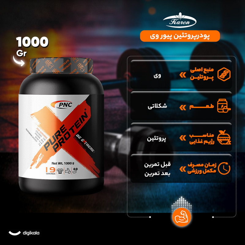 پودر پیور پروتئین با طعم شکلات کارن - 1 کیلوگرم