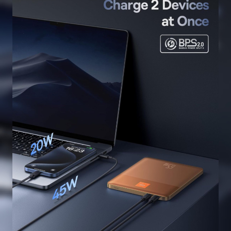 پاوربانک باسئوس مدل BLADE2  65W ظرفیت 12000 میلی آمپر ساعت