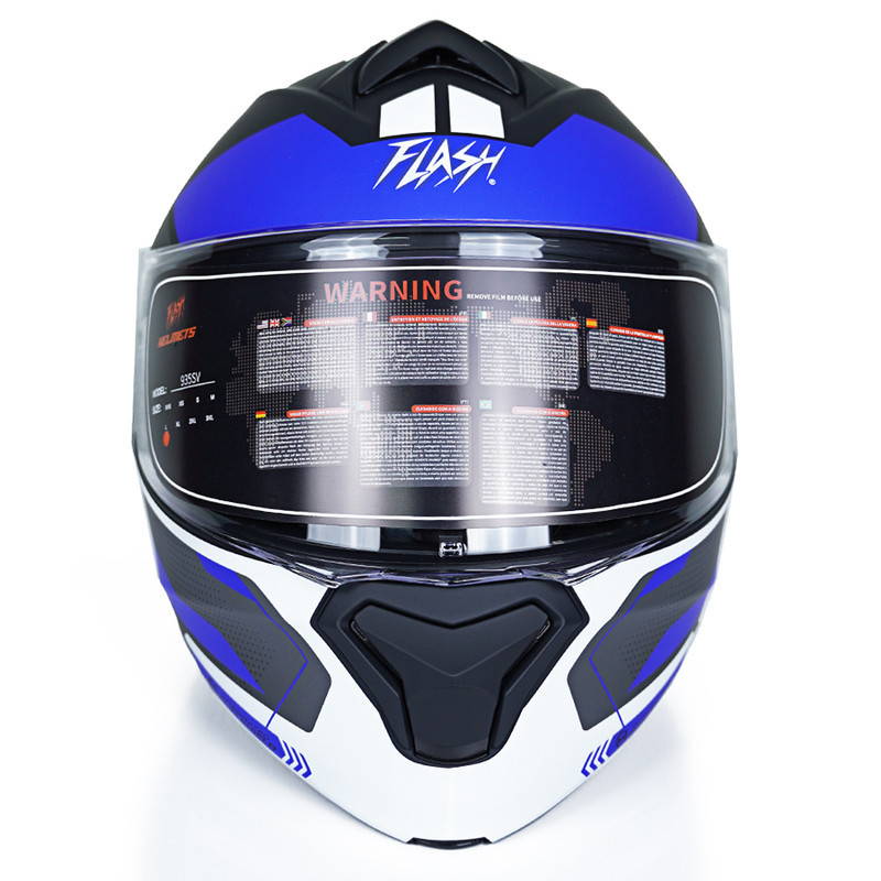 کلاه کاسکت فک متحرک فلش مدل 935sv whiteblue