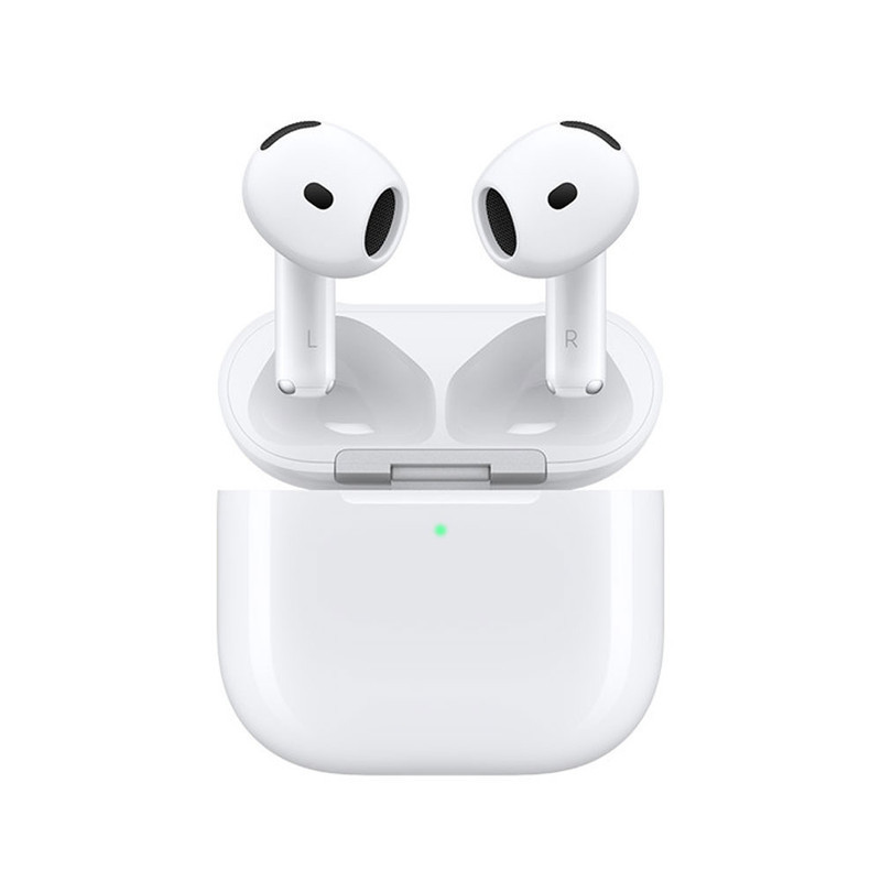 هدفون بلوتوثی اپل مدل AirPods 4 فاقد قابلیت نویز کنسلینگ، درگاه شارژ USB Type-C، شارژ بی سیم، با قابلیت اتصال به چند دستگاه، پشتیبانی از فرمان لمسی، نشانگر LED، پشتیبانی از دستیار صوتی، مقاوم در برابر آب