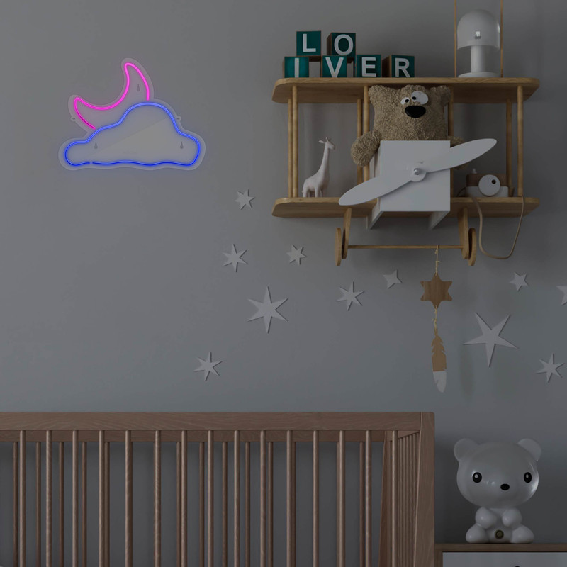 چراغ دیواری نئون دیزاین طرح Cloud-Vs-Moon_MLC