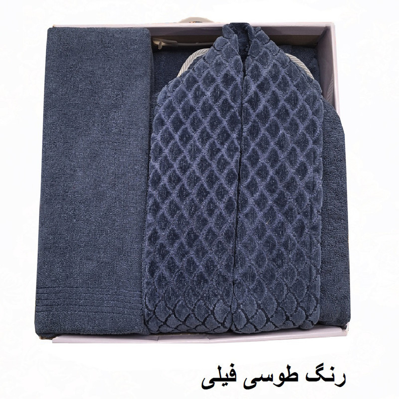 سرویس حوله پالتویی ۳ تکه هنرمند مدل AJORI سایز ۱۲۵
