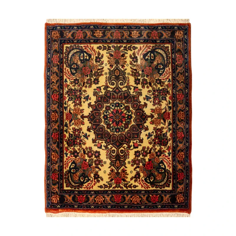 فرش دستبافت 0,4 متری مدل بیجار کد 45P10036 زمینه کرم