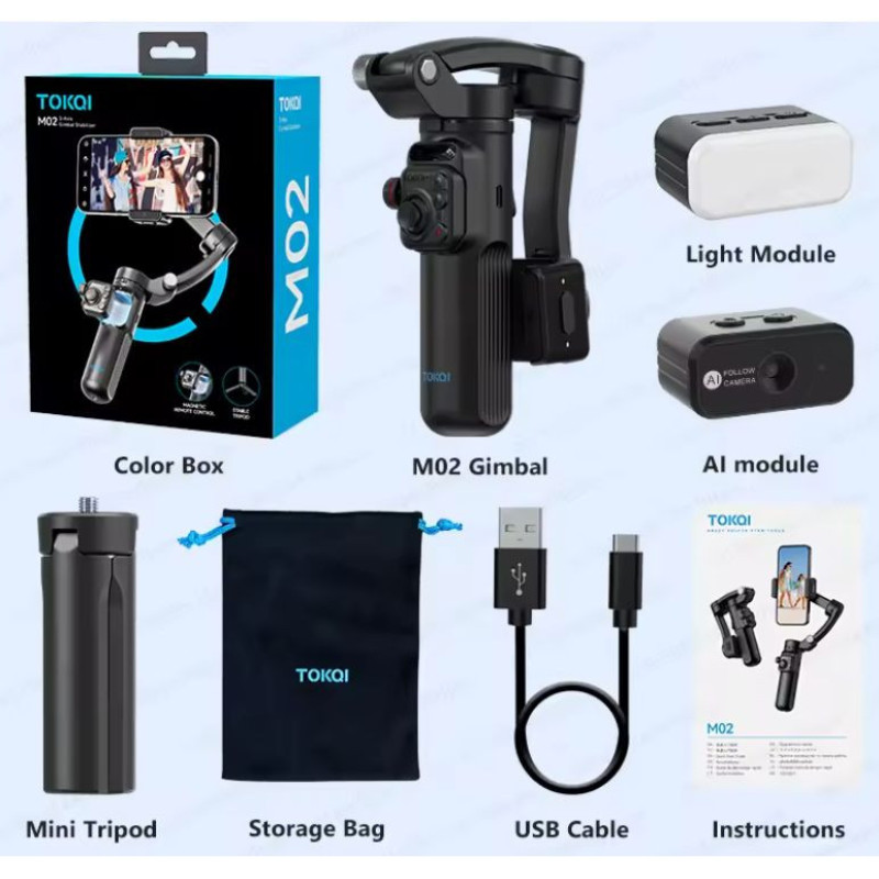 استابیلایزر توکی مدل M02 3-Axis به همراه دوربین دنبال کننده و فلش مگنتی