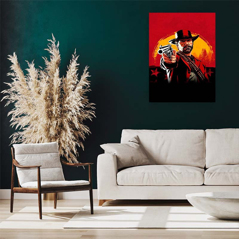 تابلو شاسي کارنيکا طرح رد دد Red Dead Redemption کد 89610 مجموعه 4 عددی