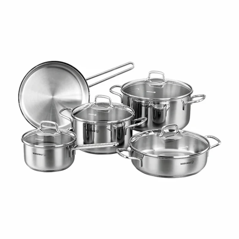 سرویس قابلمه تابه استیل 9 پارچه کرکماز طرح Perla کد A1609