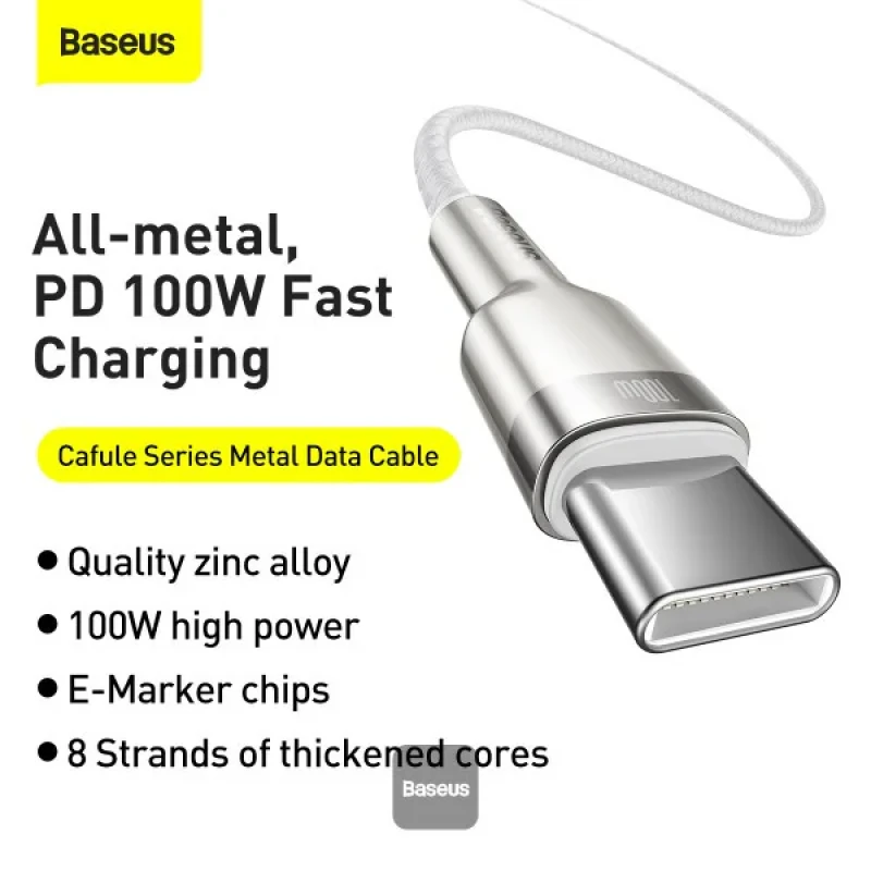 کابل تبدیل USB-C باسئوس مدل Cafule Series Metal Data Cable (100W) طول 1 متر
