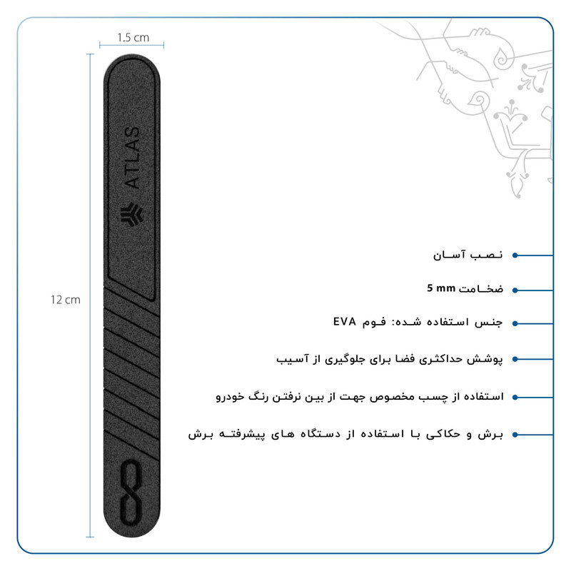 محافظ لبه آینه خودرو ماهوت مدل AURA-B مناسب برای سایپا اطلس مجموعه 2 عددی