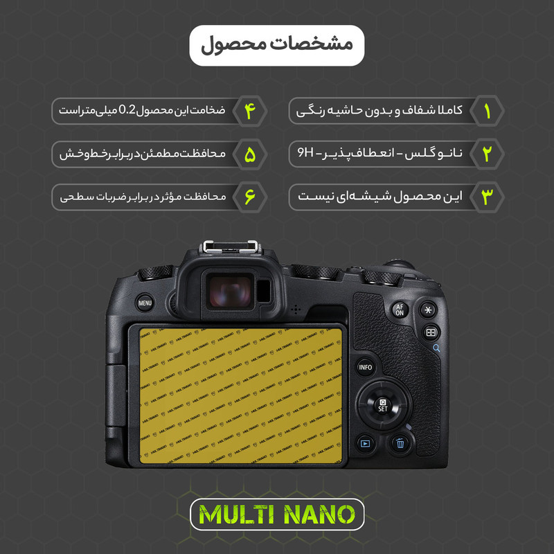 محافظ صفحه نمایش دوربین شفاف مولتی نانو مدل X-S1N مناسب برای دوربین عکاسی کانن EOS RP