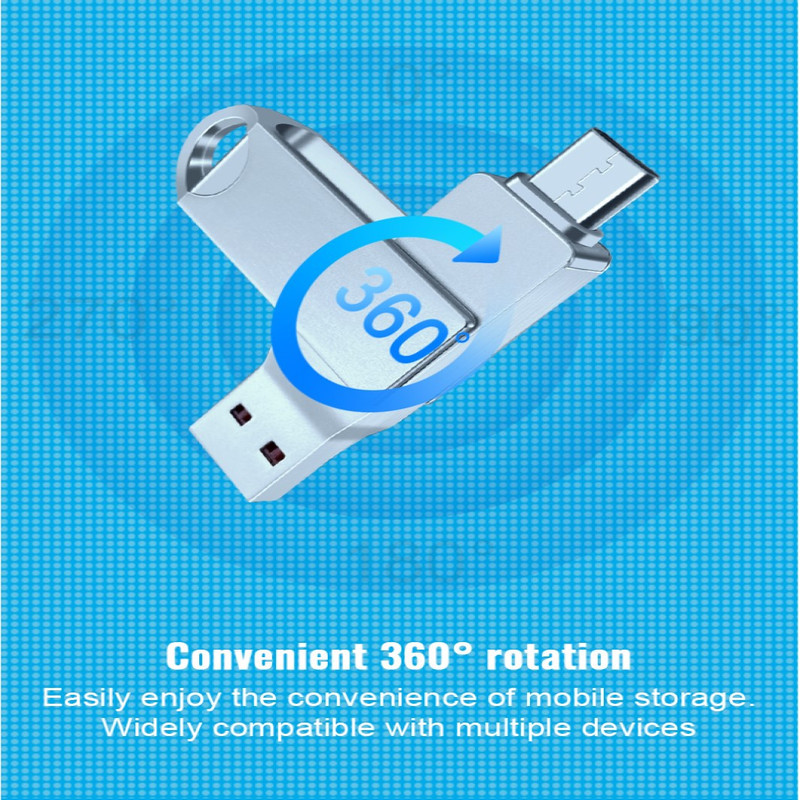 فلش مموری دو سر اتصال اوسکو مدل CU-002 ظرفیت 64 گیگابایت با پورت USB 3.1 و تایپ سی، بدنه فلزی چرخشی 360 درجه، مقاوم در برابر ضربه، شوک و گرد و غبار، سازگار با ویندوز، اندروید، مک و لینوکس
