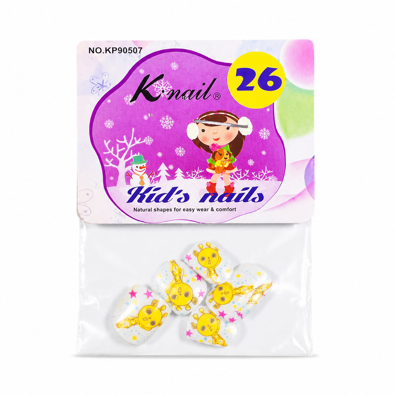 ناخن مصنوعی دست کودک طرح زرافه کد 132 بسته 12 عددی