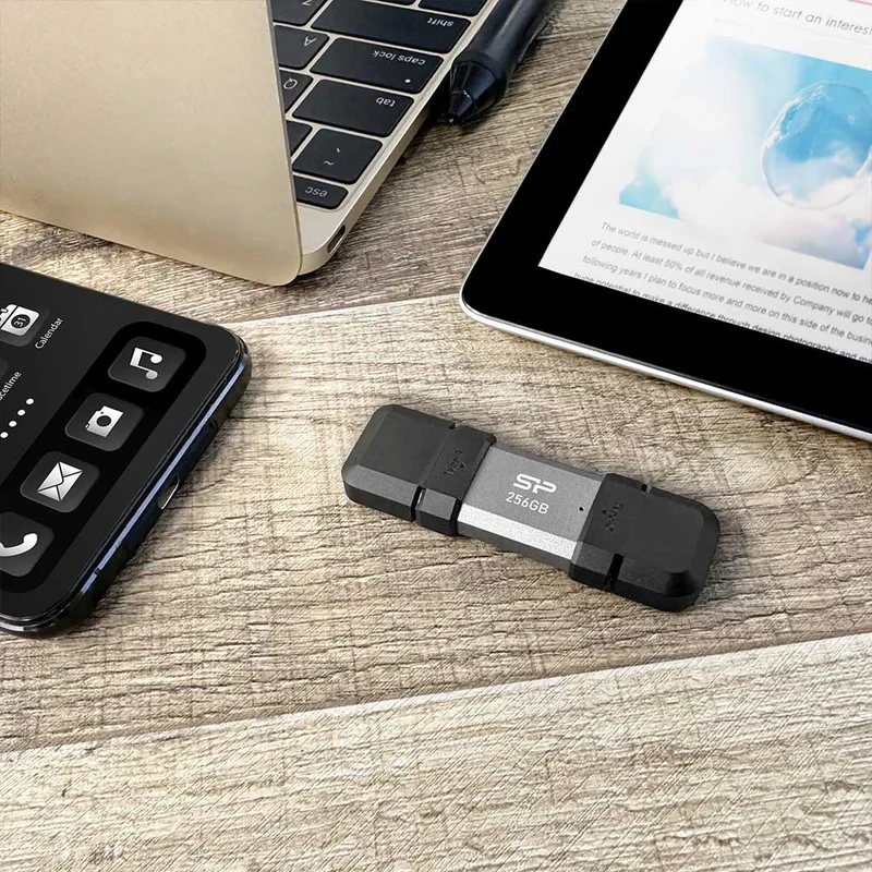 فلش مموری OTG سیلیکون پاور مدل C51 ظرفیت 128 گیگابایت با رابط USB3.2 Type-A و Type-C، مقاوم در برابر ضربه، شوک و گرد و غبار، مناسب تلفن همراه و لپ‌تاپ
