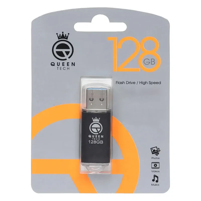 فلش مموری کوئین تک مدل QUICK ظرفیت 128 گیگابایت با رابط USB 2.0 و درپوش محافظ، سازگار با ویندوز، مک، تلویزیون، تبلت و گوشی موبایل