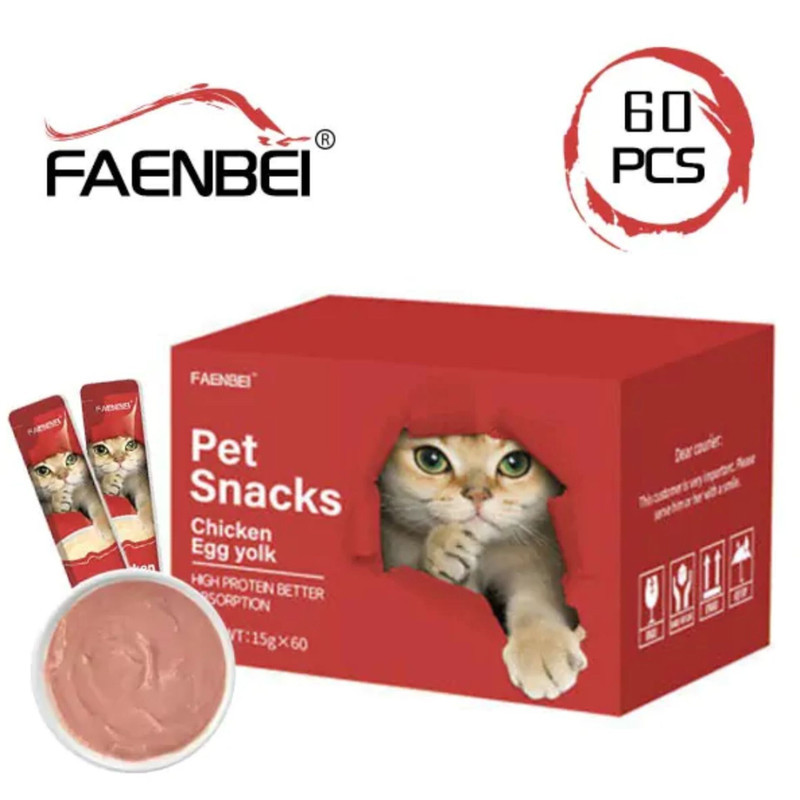 بستنی گربه فنبی مدل مرغ و زرده تخم مرغ وزن 15 گرم
