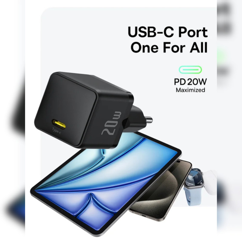 شارژر دیواری 20 وات بیسوس مدل 20W Palm به همراه کابل USB-C