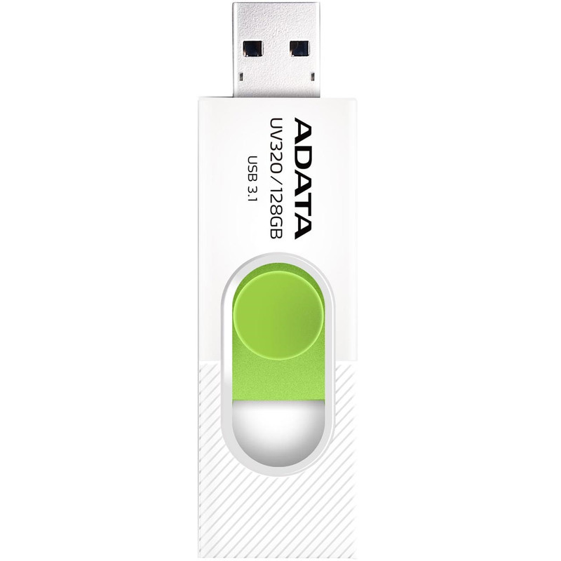 فلش مموری ای دیتا مدل UV320 ظرفیت 128 گیگابایت با درگاه USB 3.1 کشویی و سازگار با ویندوز، مک و لینوکس، انتقال داده با سرعت 10 گیگابیت بر ثانیه و طراحی جمع‌وجور