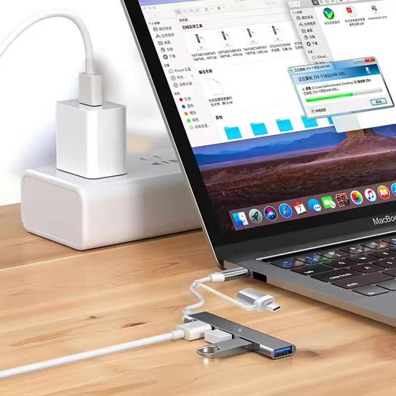 هاب 4 پورت USB-C اکی یس مدل 2IN1 TYPEC700