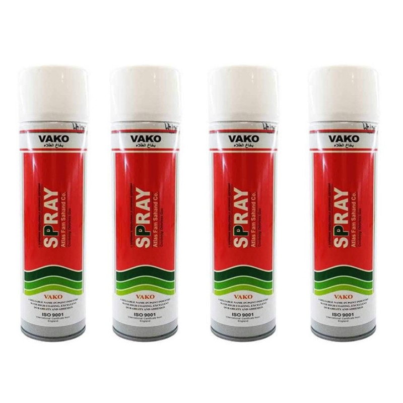 اسپری رنگ سفید واکو مدل 300ML حجم 1.200 لیتر بسته 4 عددی