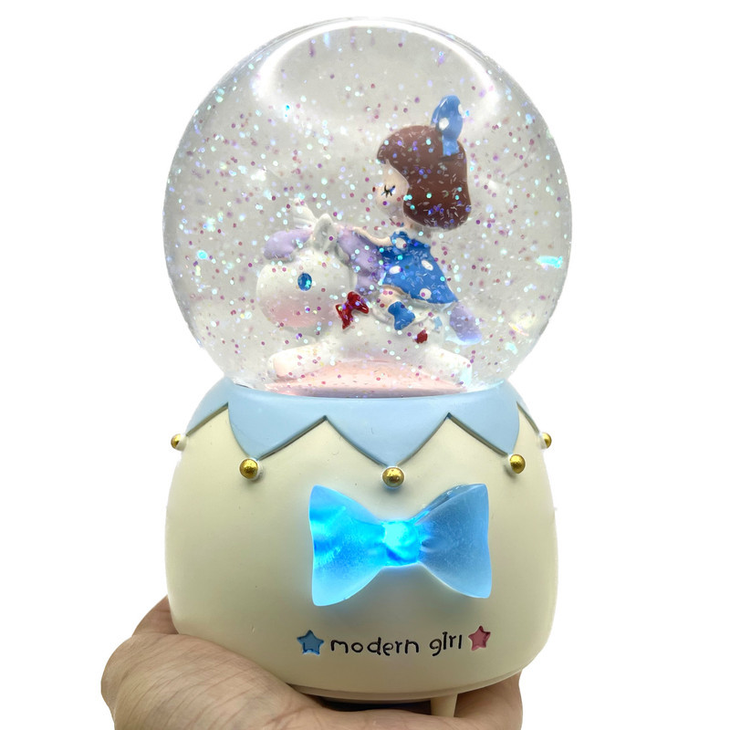 گوی موزیکال مدل پمپی modern girl طرح دختر و اسب شاخدار کد PAB7663
