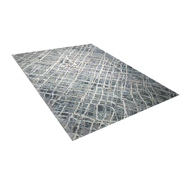 فرش ماشینی زانیس مدل مدرن طرح پتینه زمینه طوسی