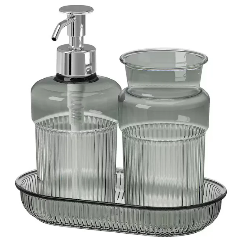 جا مایع و مسواک ایکیا مدل BROFJÄRDEN مجموعه 3 عددی به همراه استند