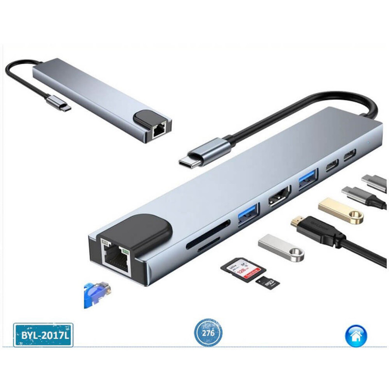هاب 8 پورت USB-C مدل SUPPORT 4K