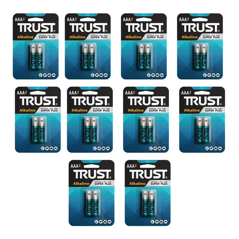 باتری نیم قلمی تراست مدل Alkaline Super Plus بسته 20 عددی