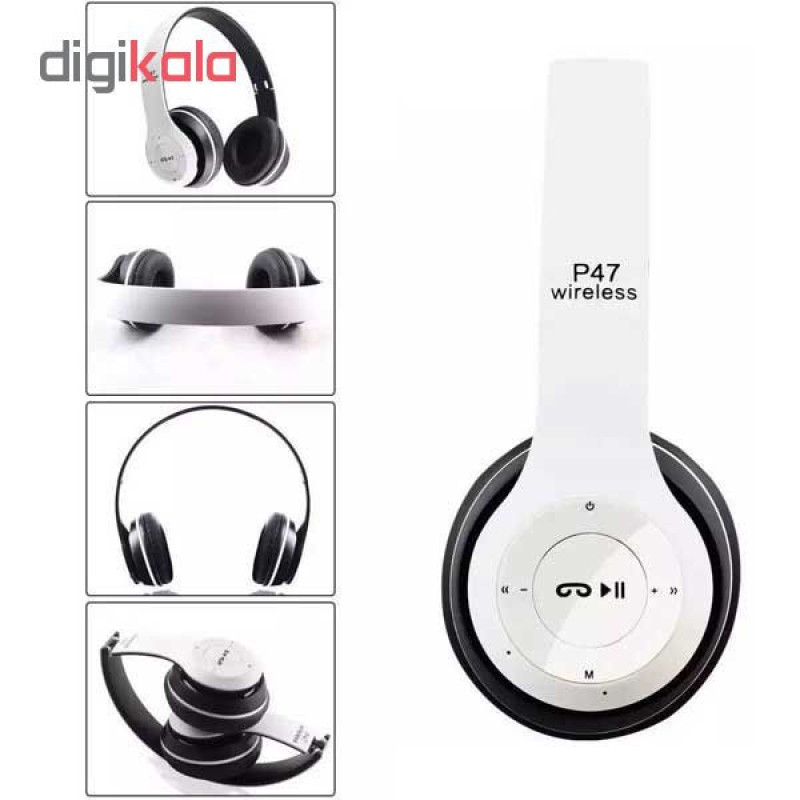 هدفون بلوتوثی مدل P47 با بدون قابلیت نویز کنسلینگ، درگاه شارژ MicroUSB، جک 3.5 میلی متری صدا، دارای شیار کارت حافظه، پشتیبانی از رادیو