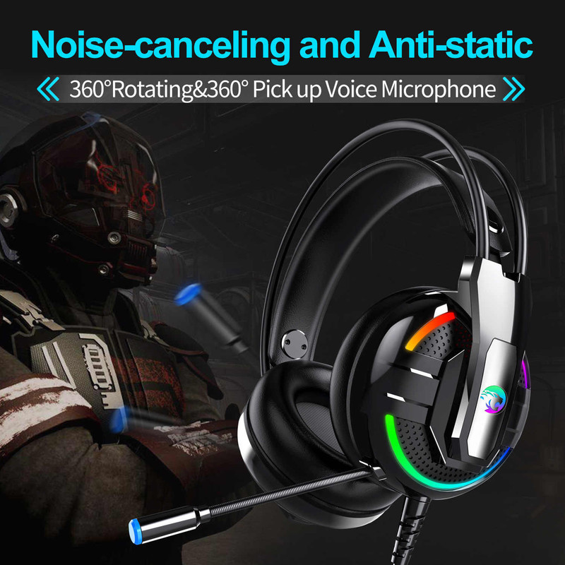 هدست گیمینگ مدل RGB-A18 بدون قابلیت نویز کنسلینگ، جک 3.5 میلی‌متری صدا، دارای میکروفون با قابلیت چرخش، کلید افزایش و کاهش صدا، چراغ LED