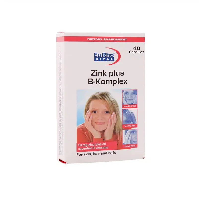 کپسول Zinc Plus B Complex یوروویتال 40 عددی تقویت مو، ناخن و پوست با جذب بالا و بدون عوارض گوارشی