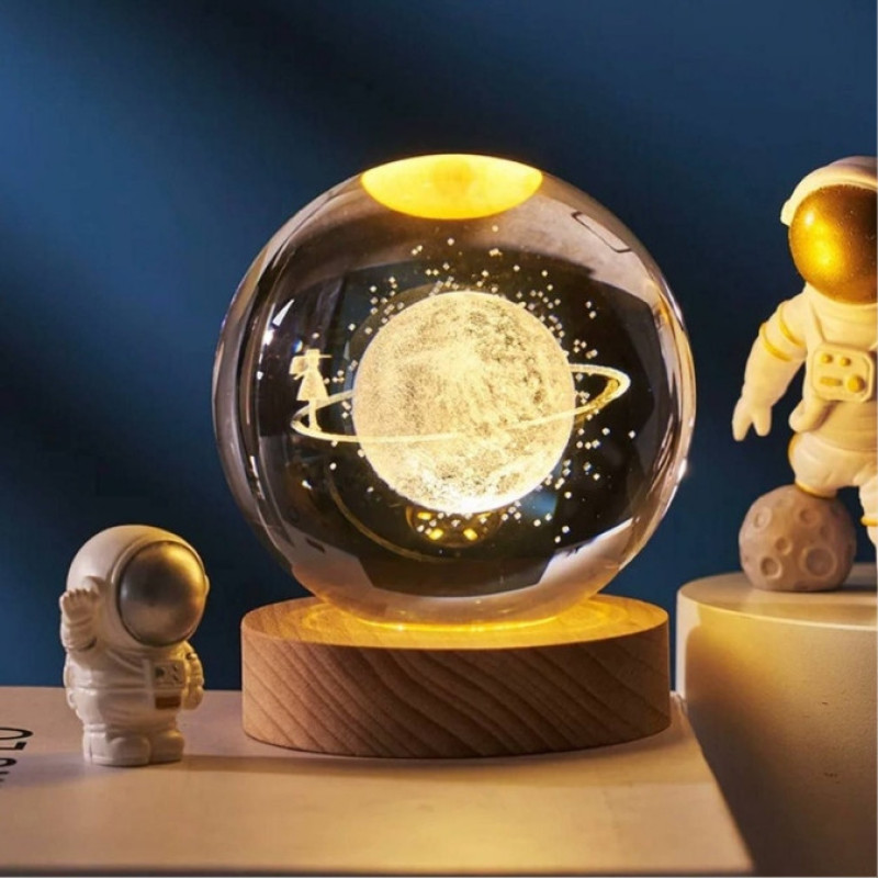 چراغ خواب مدل گوی کریستالی طرح دختر و زحل