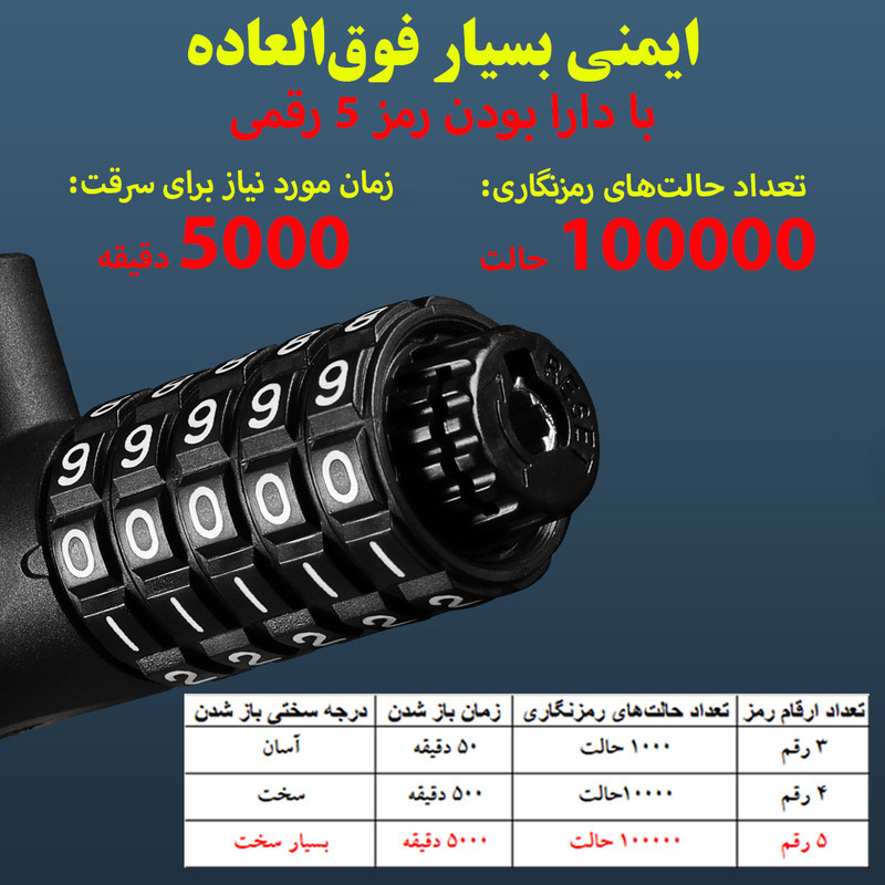 قفل دوچرخه مدل دوگانه چراغ دار کد Dual-Lock-LED