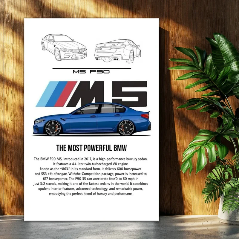 تابلو شاسی بکلیت طرح ماشین و خودرو بی ام و BMW F90 M5 مدل T-po1727