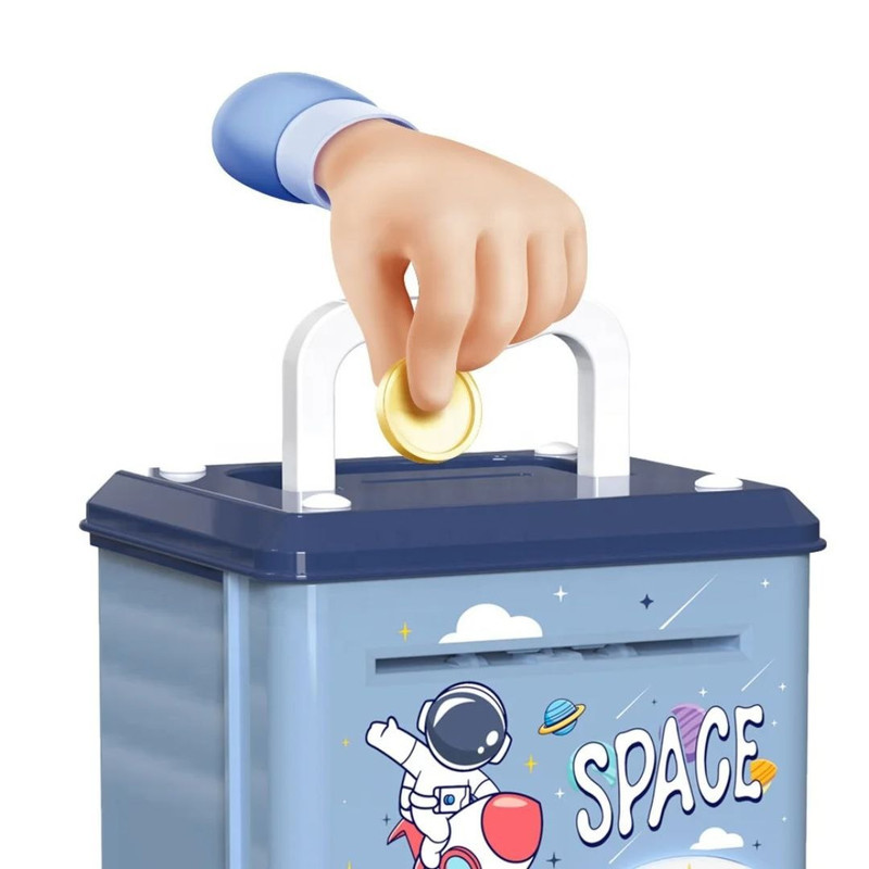 اسباب بازی مدل قلک رمز دار گاوصندوقی طرح فضا نورد اثر انگشتی کد SAFE.BOX-TRB