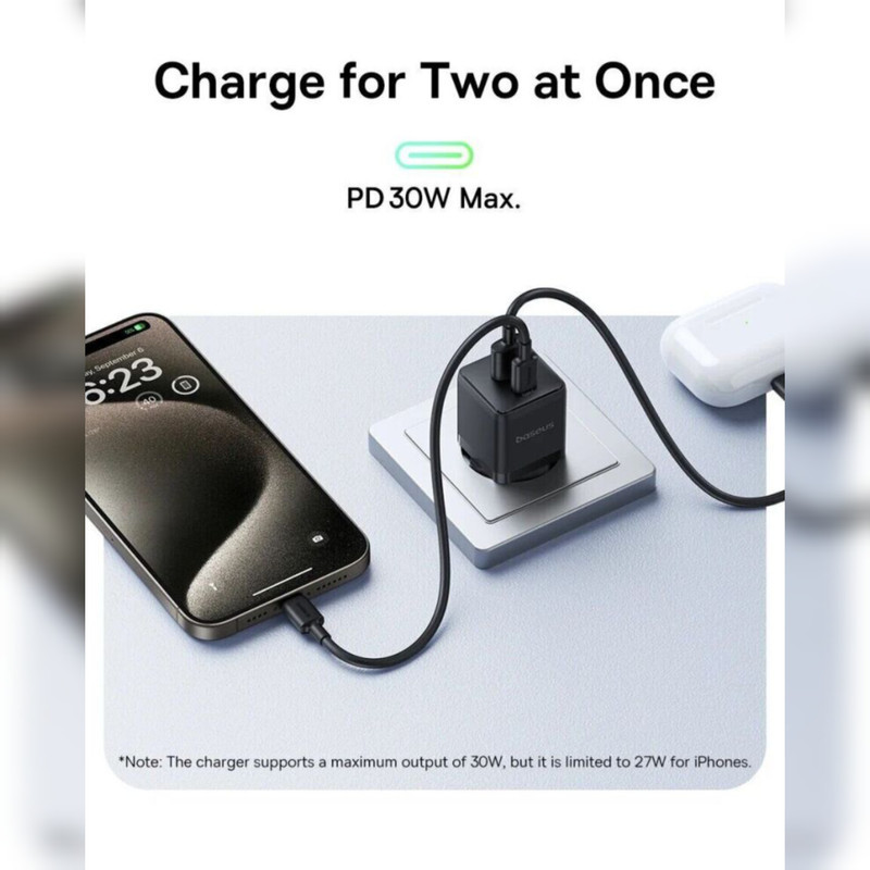شارژر دیواری 30 وات بیسوس مدل Palm 30W  به همراه کابل USB-C