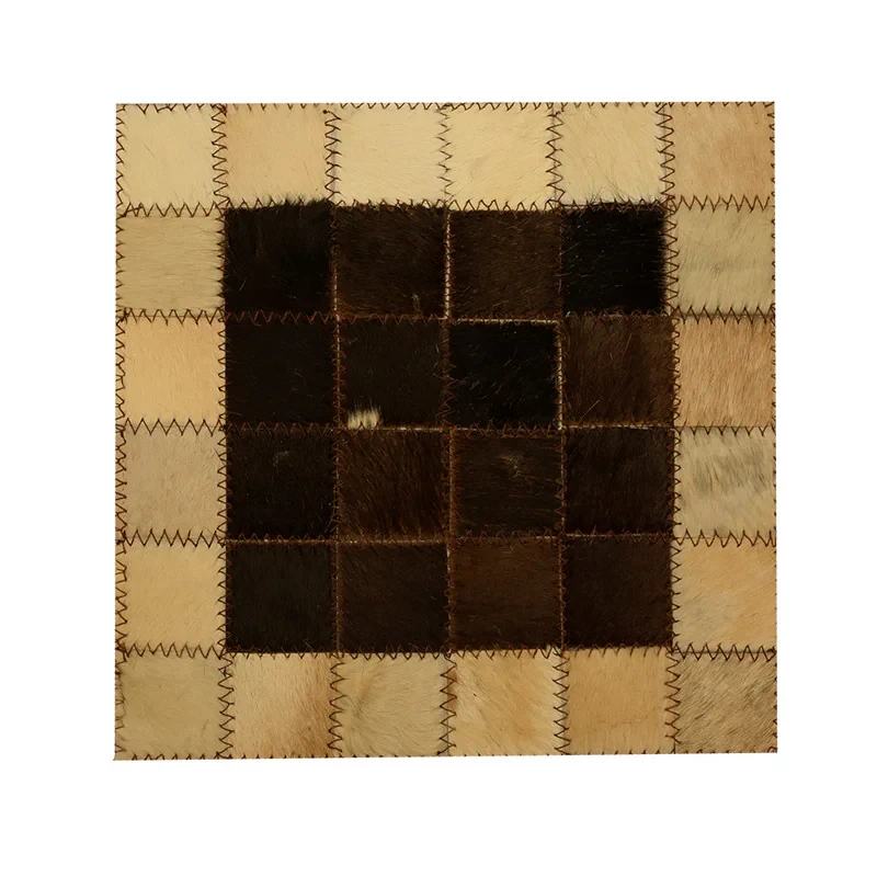 رومیزی کلاژ چرم و پوست مدل مربعی شطرنجی کد 003