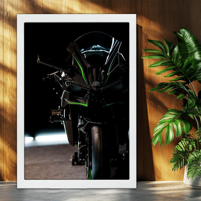 تابلو بکلیت طرح موتور سنگین نینجا کاوازاکی NINJA KAWASAKI H2R مدل W-po1700 فریم سفید