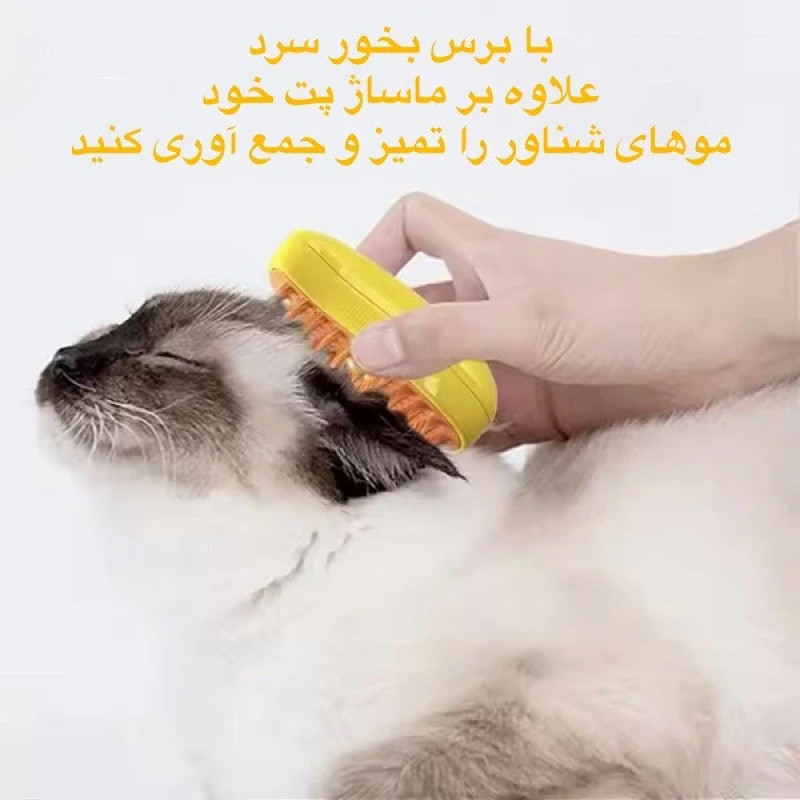 برس سگ و گربه مدل سیلیکونی بخار دار