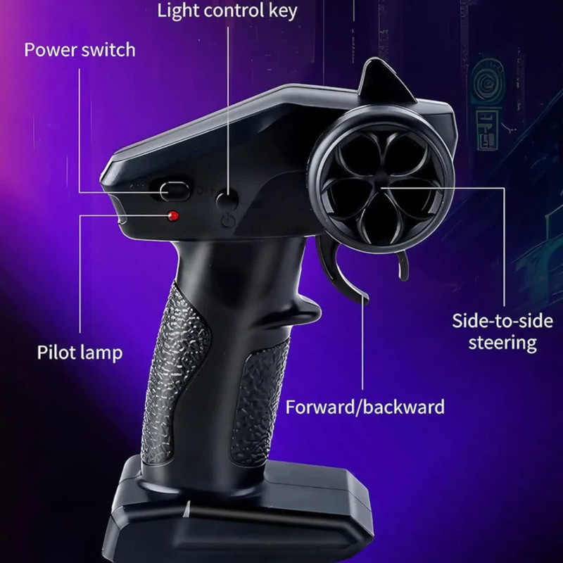 ماشین بازی کنترلی ناب سل مدل آفرود حرفه ای فنری شارژی چراغدار باتری لیتیوم کد  Professional control charging machine scale 1:16 technology 2.4g high speed