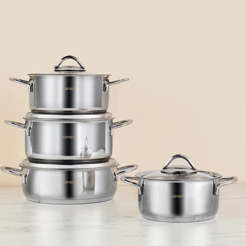 سرویس قابلمه استیل 8 پارچه کاراجا مدل Sakura Powersteel 316