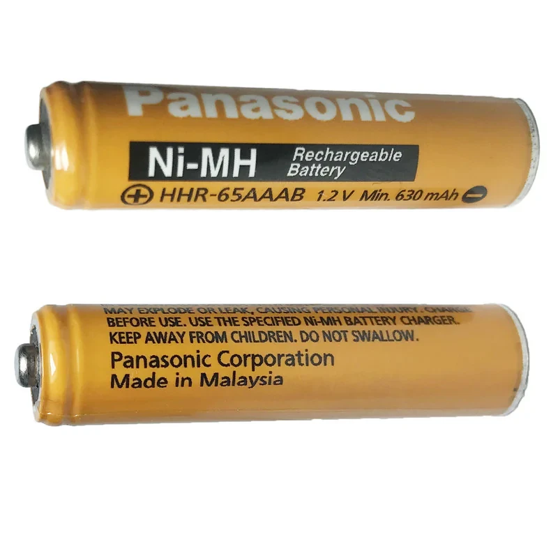 باتری نیم قلمی قابل شارژ تلفن بی سیم پاناسونیک مدل Ni-MHHHR-65AAAB بسته دو عددی
