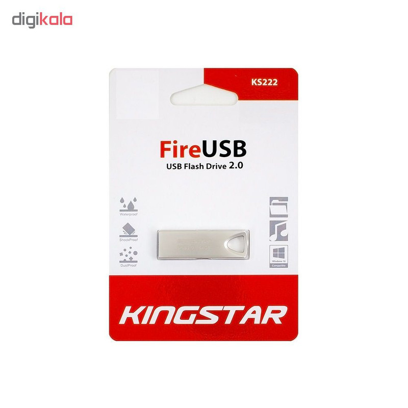 فلش مموری کینگ استار مدل KS222 ظرفیت 32 گیگابایت، بدنه فلزی مقاوم در برابر آب، ضربه و گردوغبار، سرعت خواندن 20 مگابایت بر ثانیه و نوشتن 15 مگابایت بر ثانیه، پشتیبانی از USB 2.0 و سازگار با ویندوز، مک و لینوکس