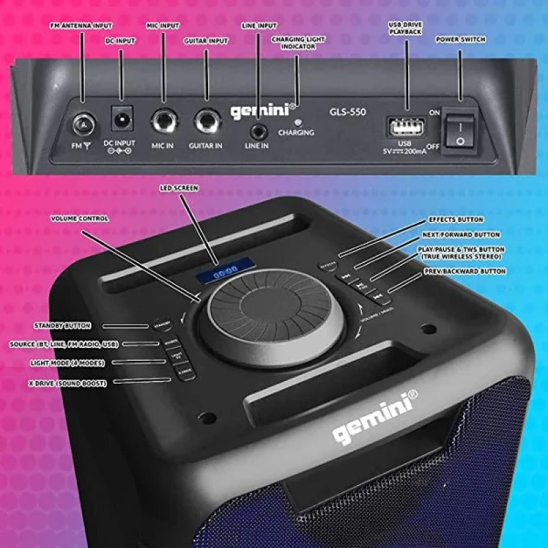 اسپیکر بلوتوثی جمینی مدل GLS-550