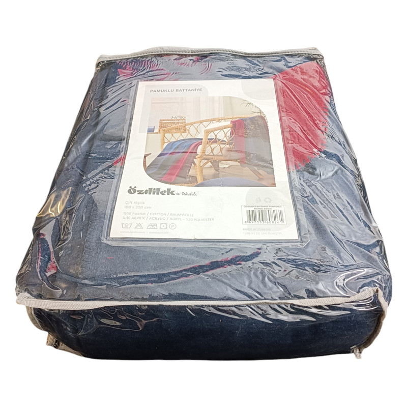 پتو ازدیلک مدل Ponponlu Indigo دو رو سایز 150×200 سانتی متر