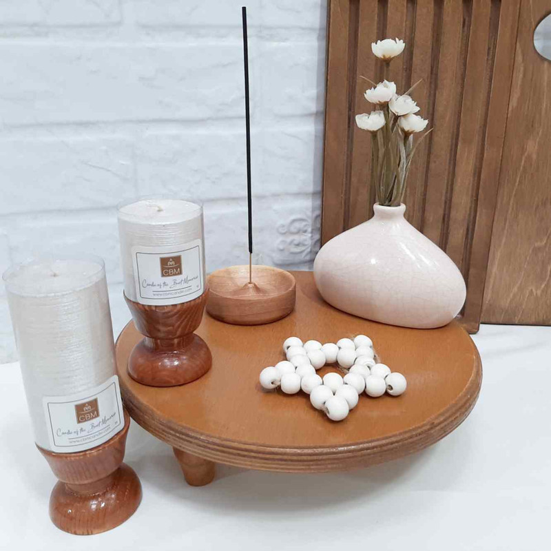 سینی سرو مدل رایزر چوبی طرح گرد کد ply02