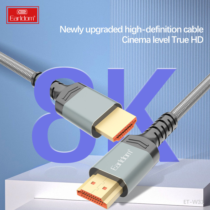 کابل HDMI ارلدام مدل W31 V2.1 8K طول 1.5 متر