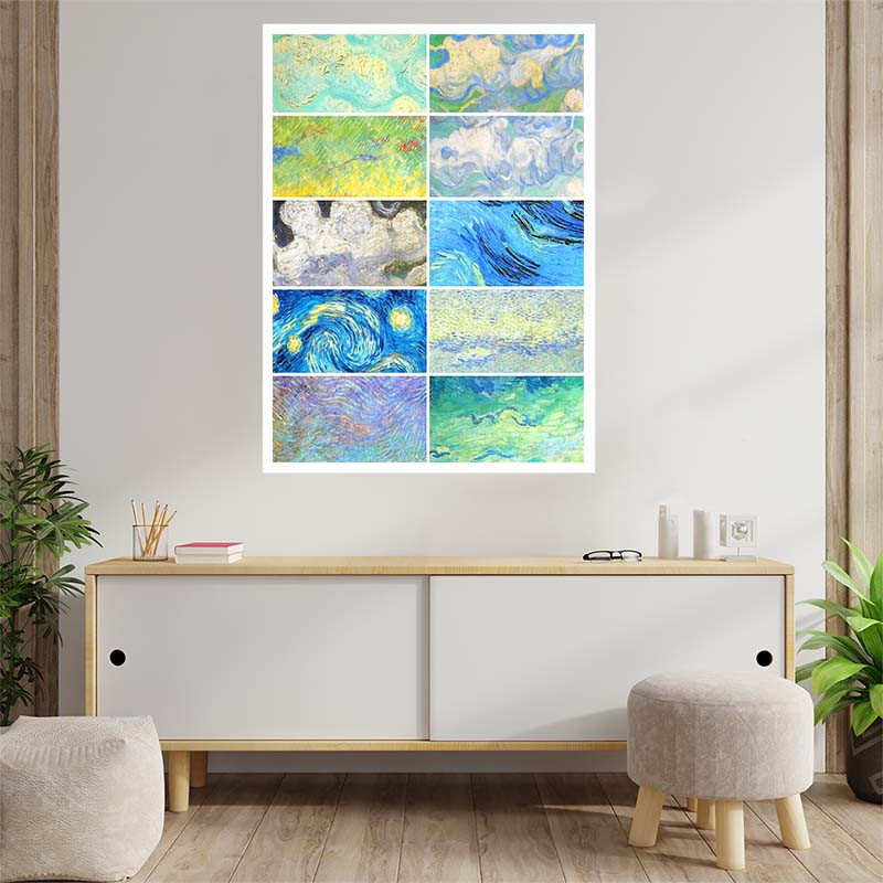 پوستر کارنيکا طرح شب پرستاره فانتزی ون‌گوگ Fantasy Starry Night Van Gogh کد 40208 مجموعه 8 عددی