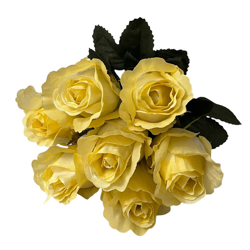 گل مصنوعی رز هلندی پارچه ای قابل شستشو، بسته 7 عددی، با طول شاخه 45 سانتی‌متر و عرض سرگل 5 سانتی‌متر