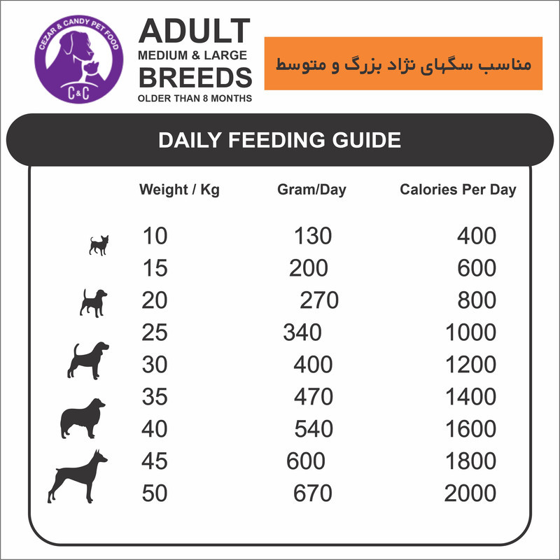 غذای خشک سگ بالغ سزار و کندی مدل Adult Medium & Large وزن 5 کیلوگرم