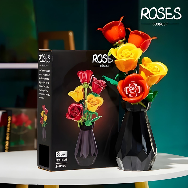 ساختنی 249 تکه مدل گلدان گل رز ROSES کد 3026